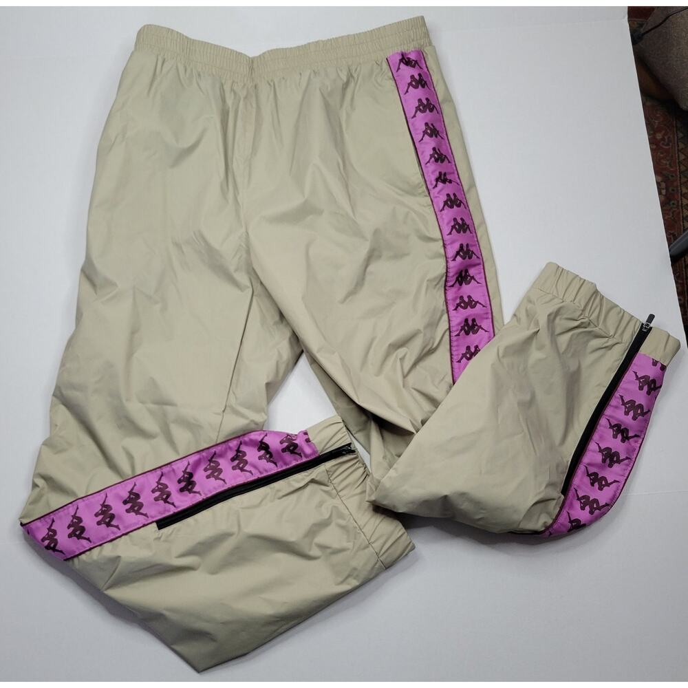 NEW Kappa Banda Logo Wind Pant Joggers Unisex Brown Violet Red Lined Size M USA